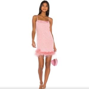 LPA sadie dress with chic fur trim